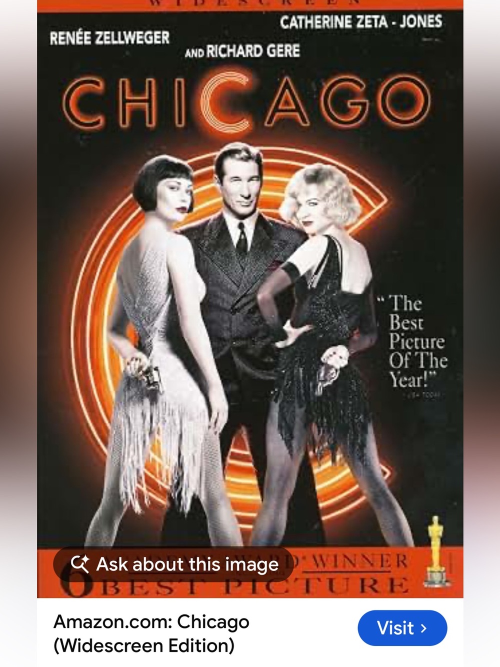 #3138**Chicago Movie Poster Wall Art - Black & Orange-DVD